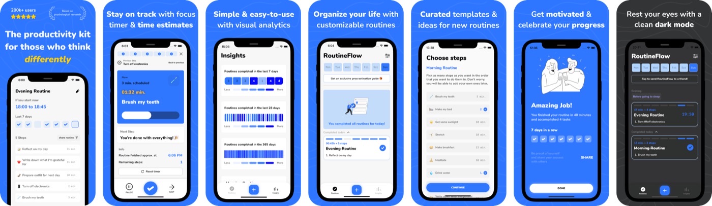 RoutineFlow's original App Store screenshots