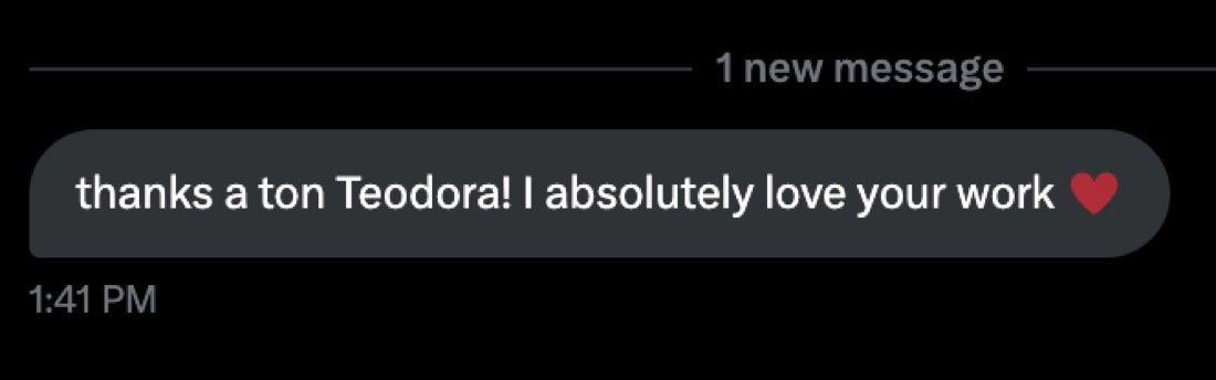 Private message to Teodora Dobre (sender hidden)